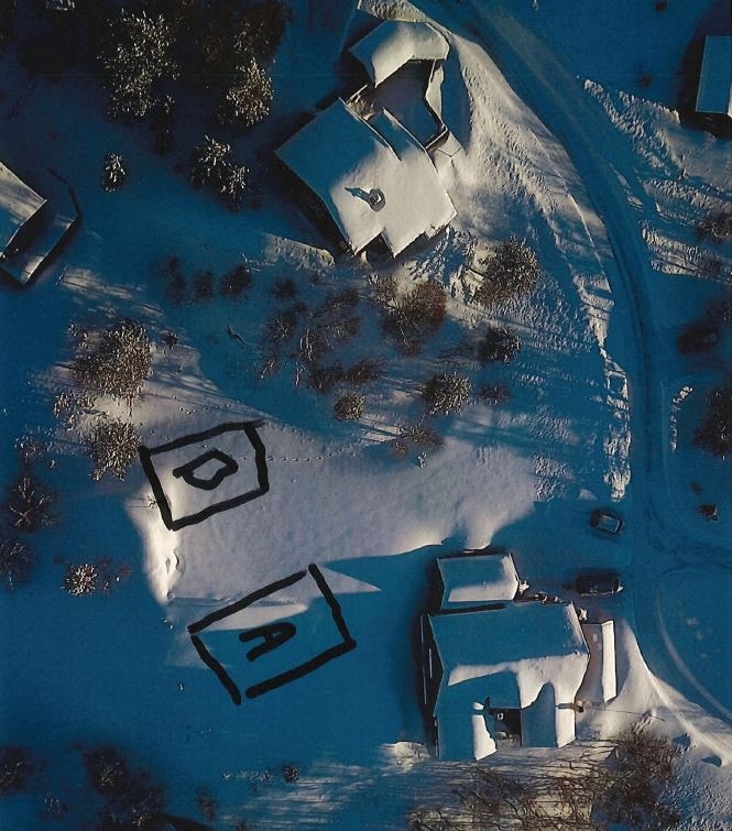 Plassering av hytte A og B Galleribilde