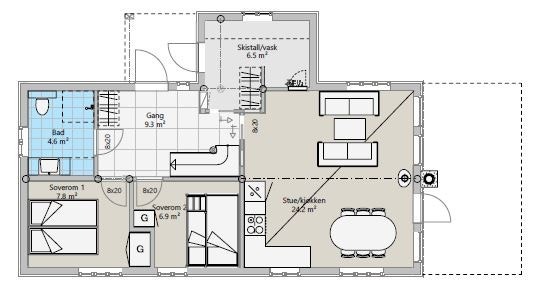 Plantegning 1 etasje Galleribilde