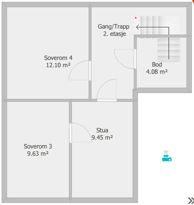 Planløsning 2etg - Sov1, Sov2 og Sov3 er utleid Galleribilde