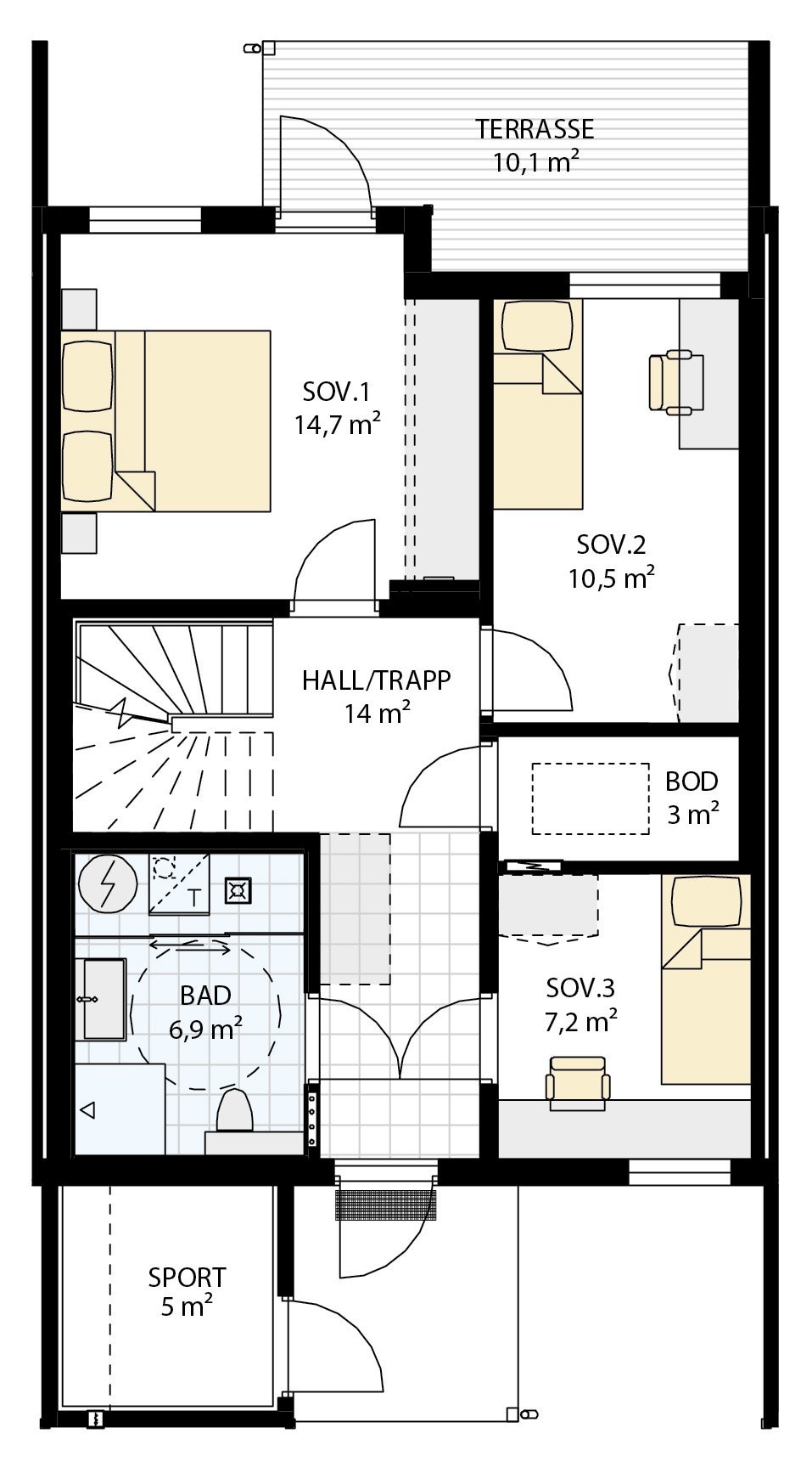 Hus 3, bolig 25, 26 og 27 er like - 1 etasje Galleribilde