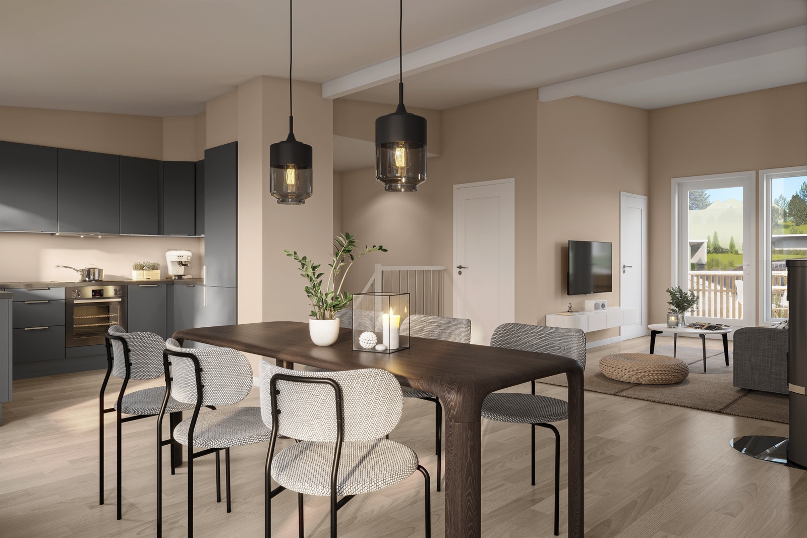 Illustrasjon - stue/ kjøkken Galleribilde