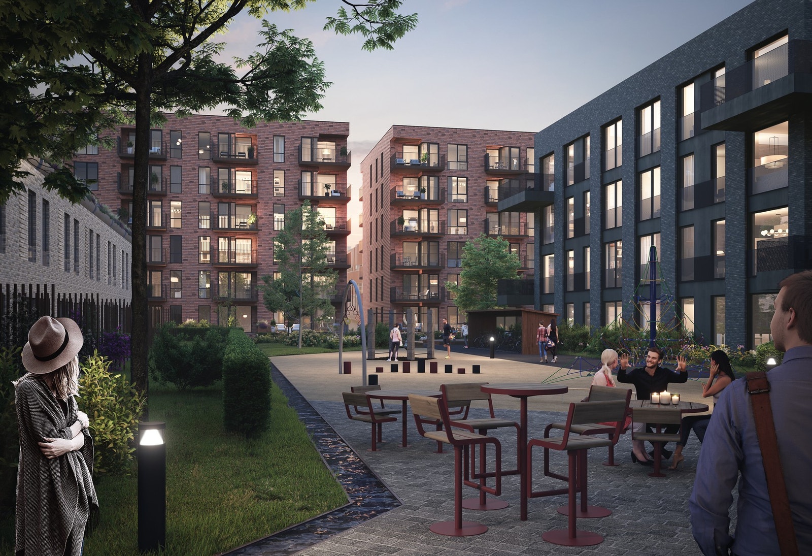 Herlige grønt - og uteområder i mellom byggene. Illustrasjon, avvik vil forekomme. Galleribilde