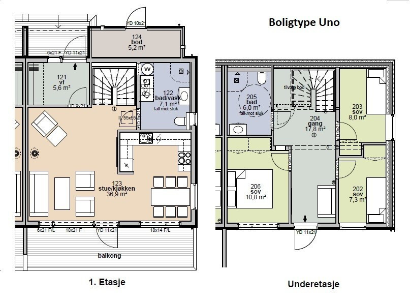 Plantegning boligtype Uno - Tomt 13