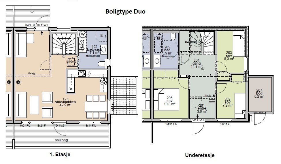 Plantegning boligtype Duo - tomt 19