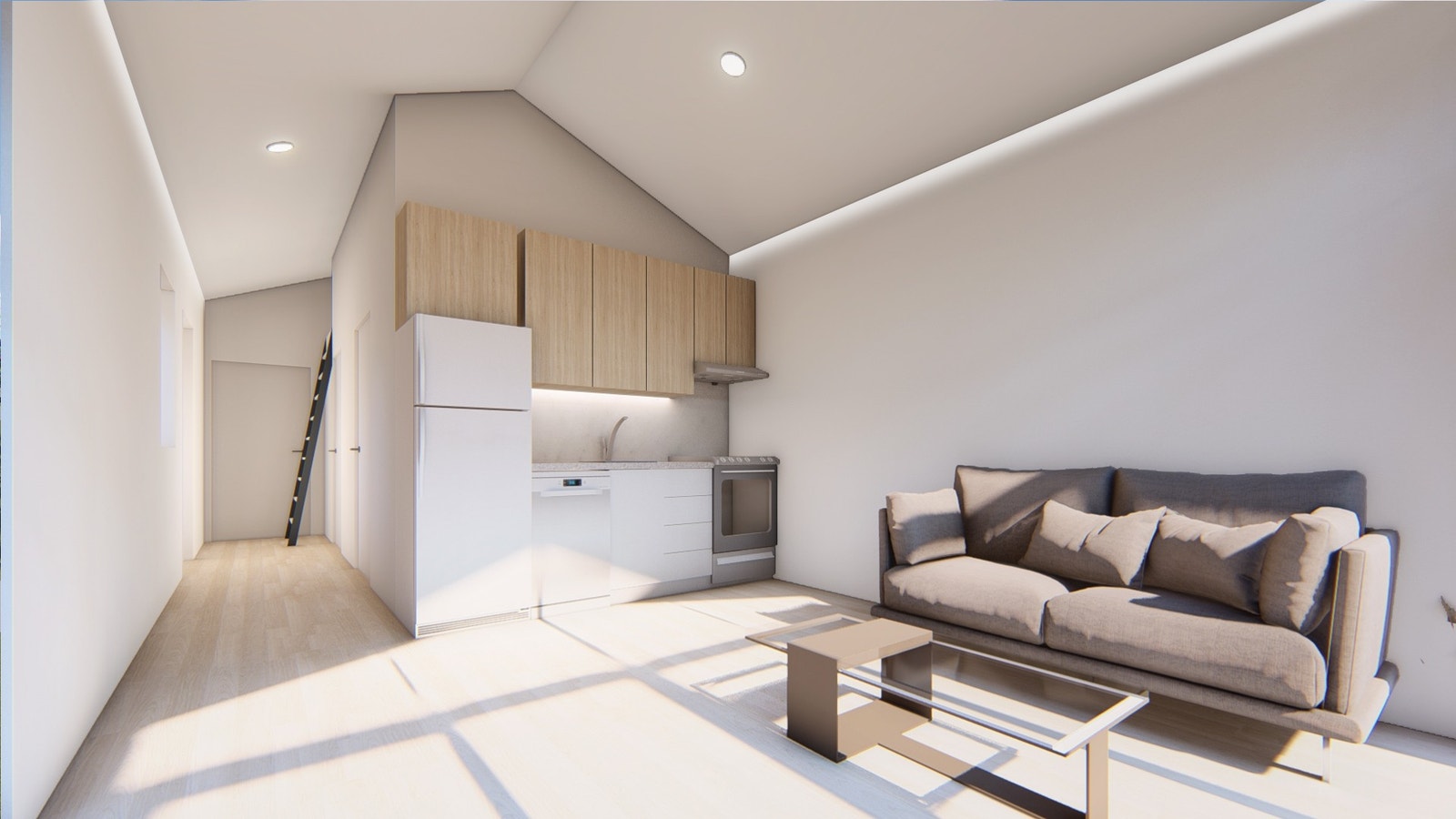 Kjøkken med hvitevarer fra IKEA. Varme i gulv stue og kjøkken Galleribilde