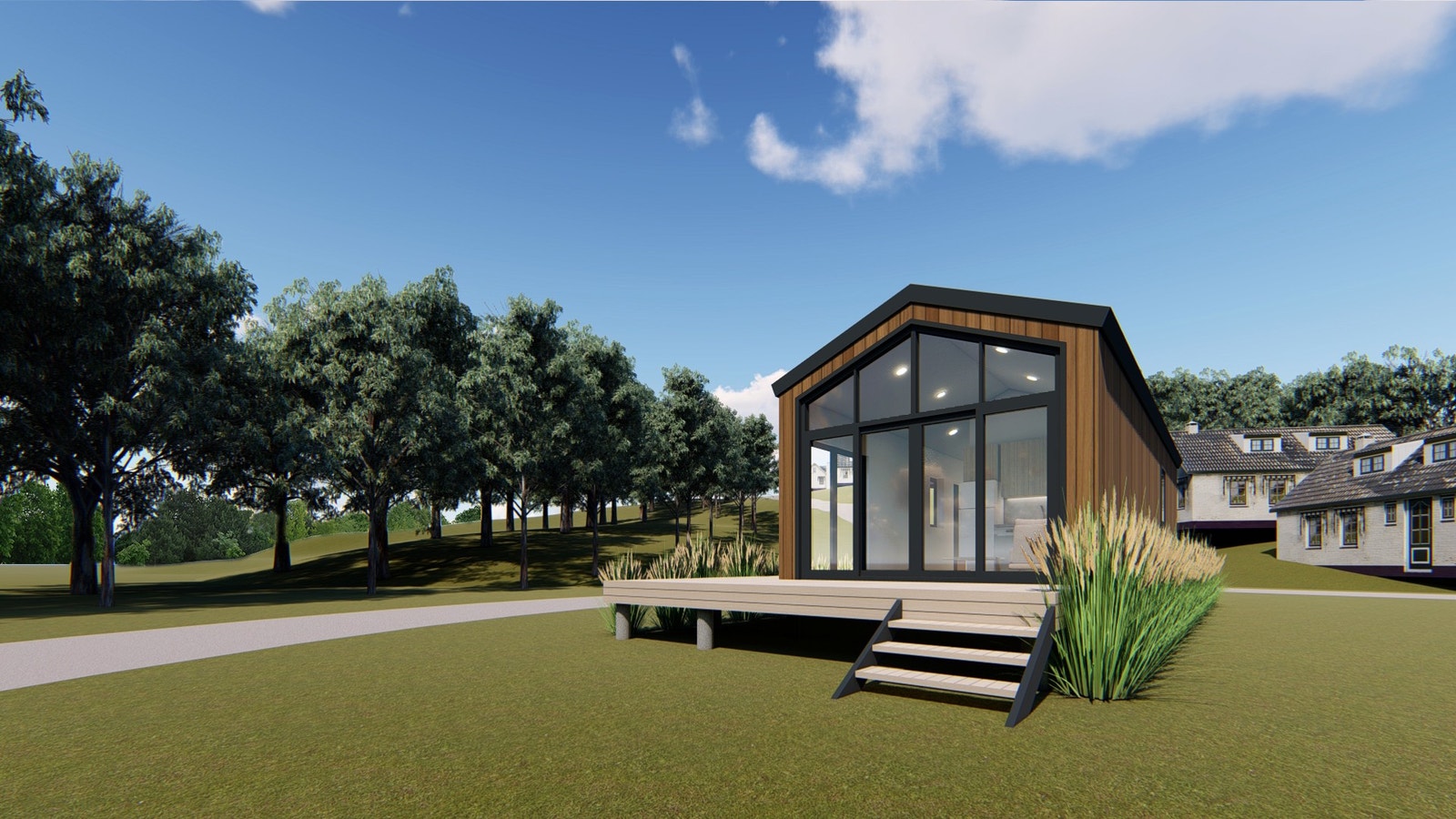 Hytte med terrasse. Galleribilde