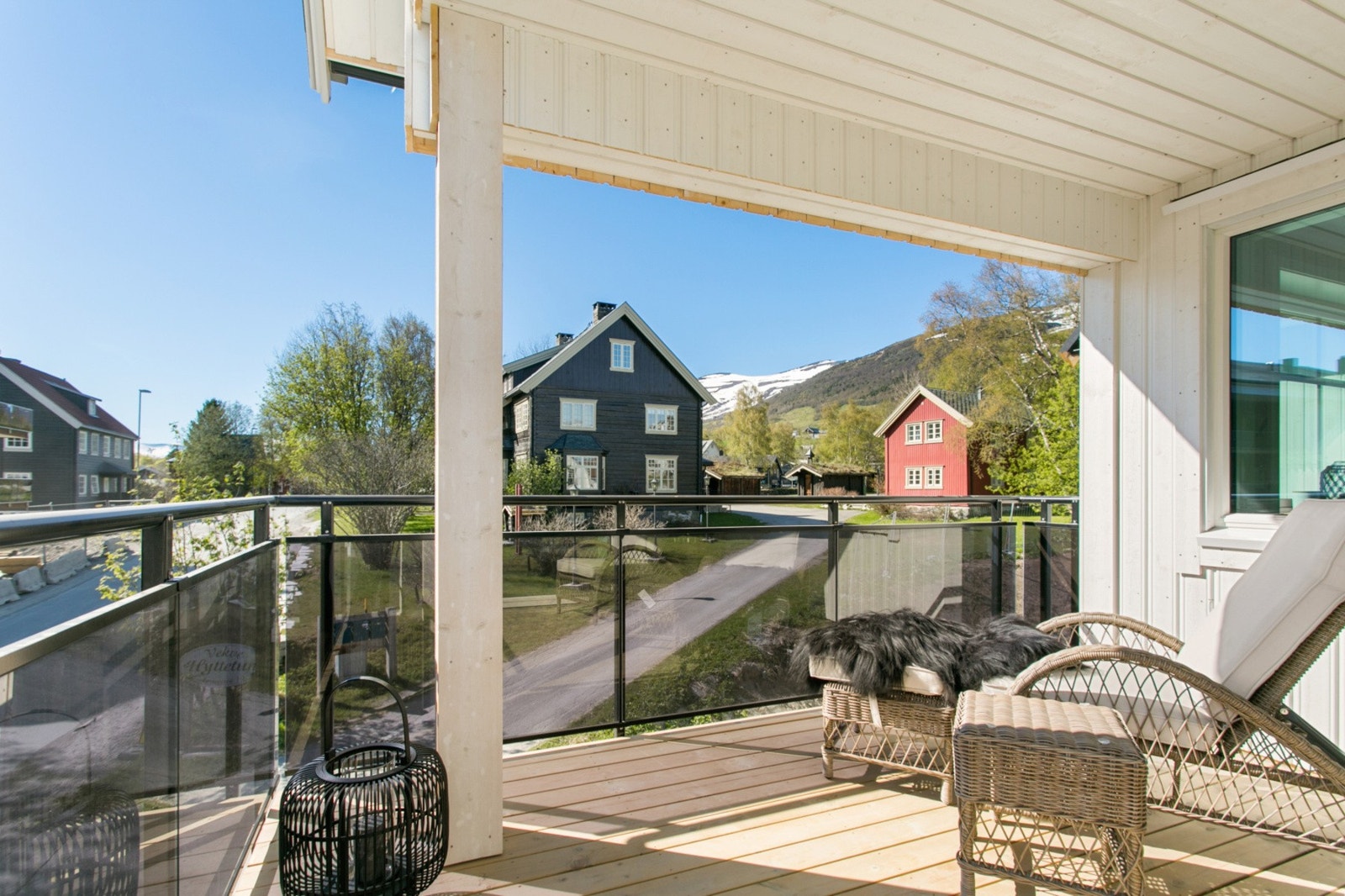 Bilde av veranda på ferdigstilt leilighet. Galleribilde