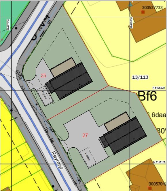 Situasjonskart for Røyrmyr 25 og 27