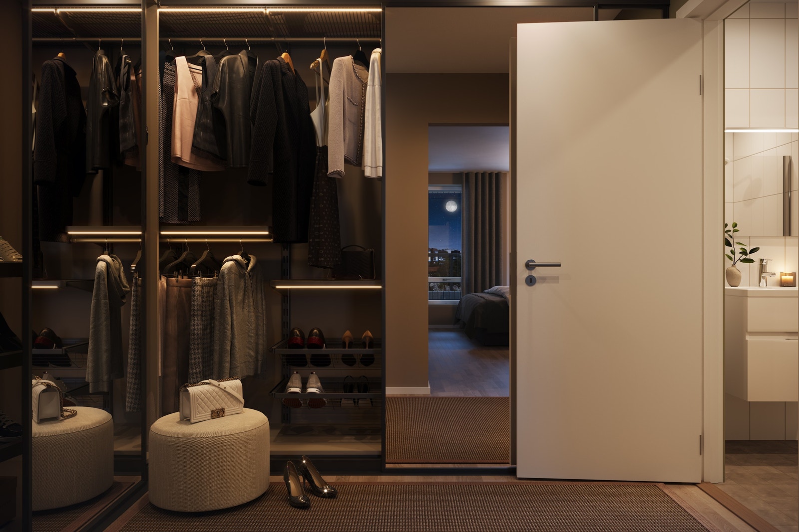 Walkincloset og privat bad i tilknytning til hovedsoverom på A-H0602 Galleribilde