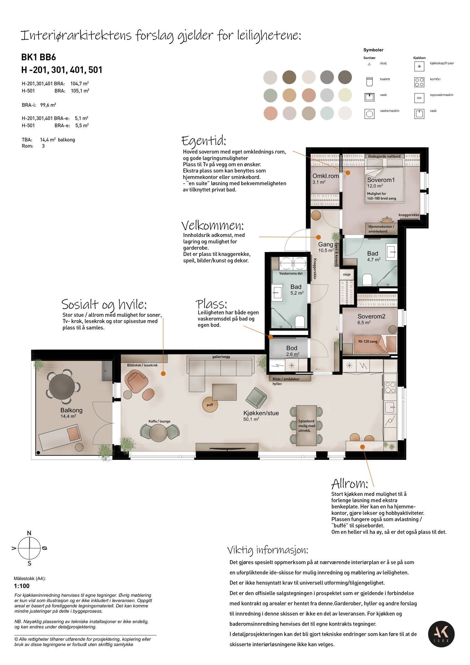 Interiørarkitektektens forslag for møblering Galleribilde