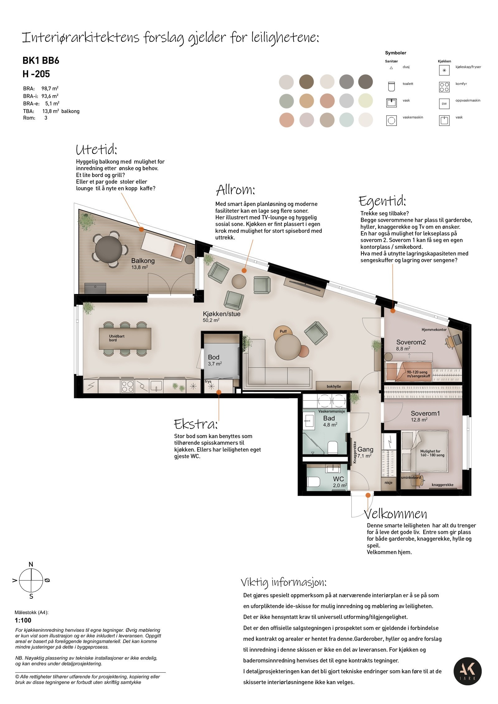 Interiørarkitektektens forslag for møblering Galleribilde
