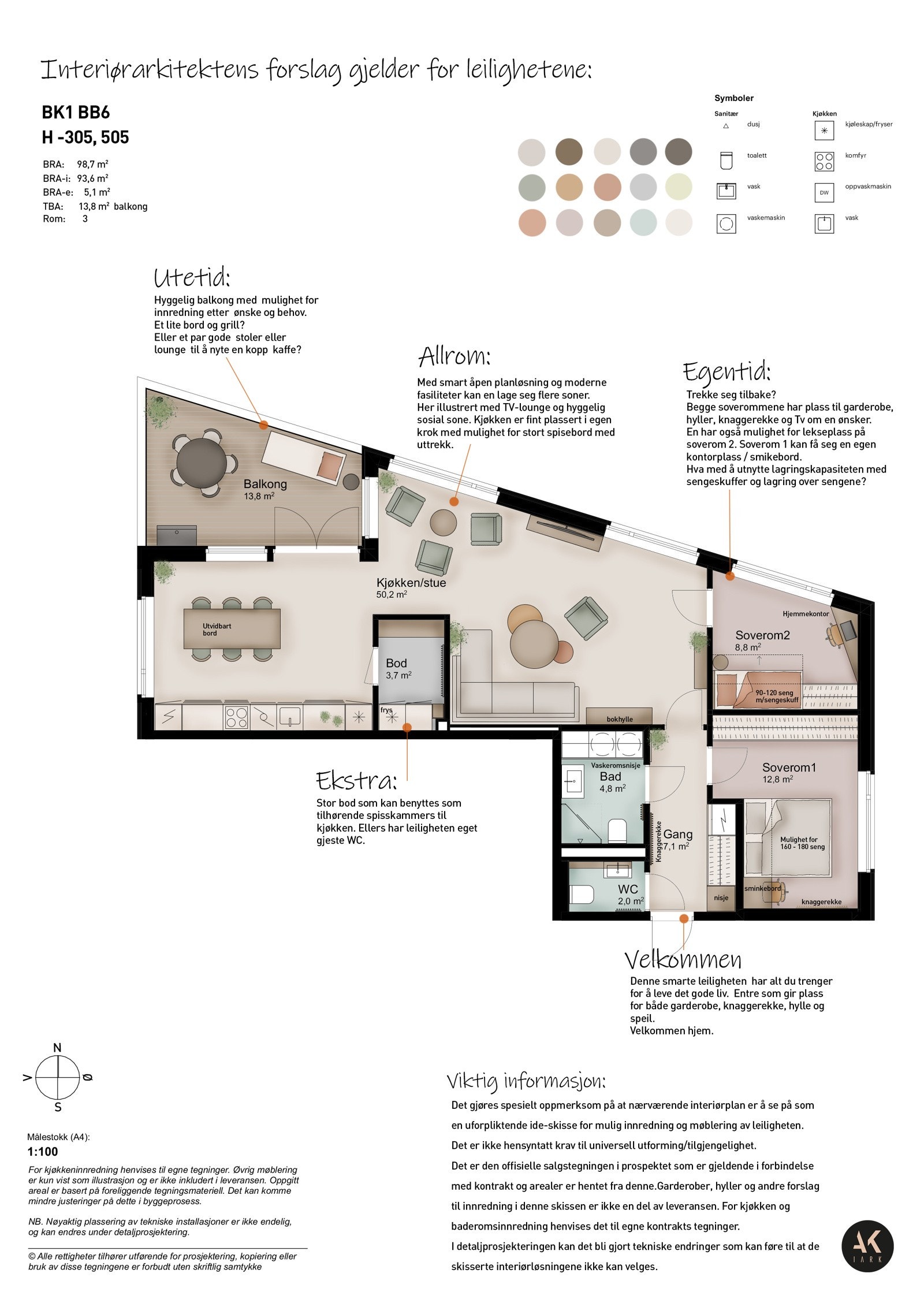 Interiørarkitektektens forslag for møblering Galleribilde