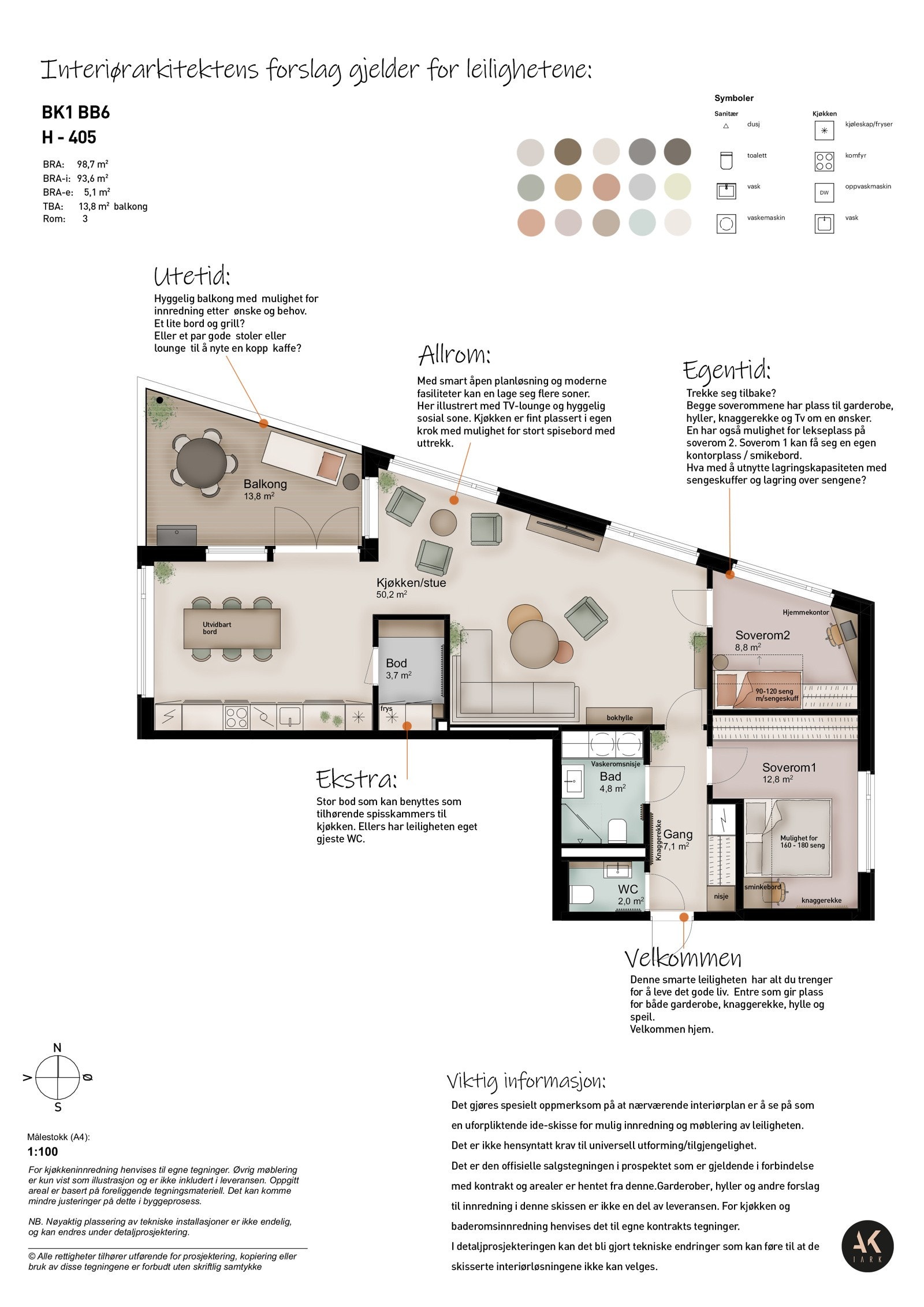 Interiørarkitektektens forslag for møblering Galleribilde