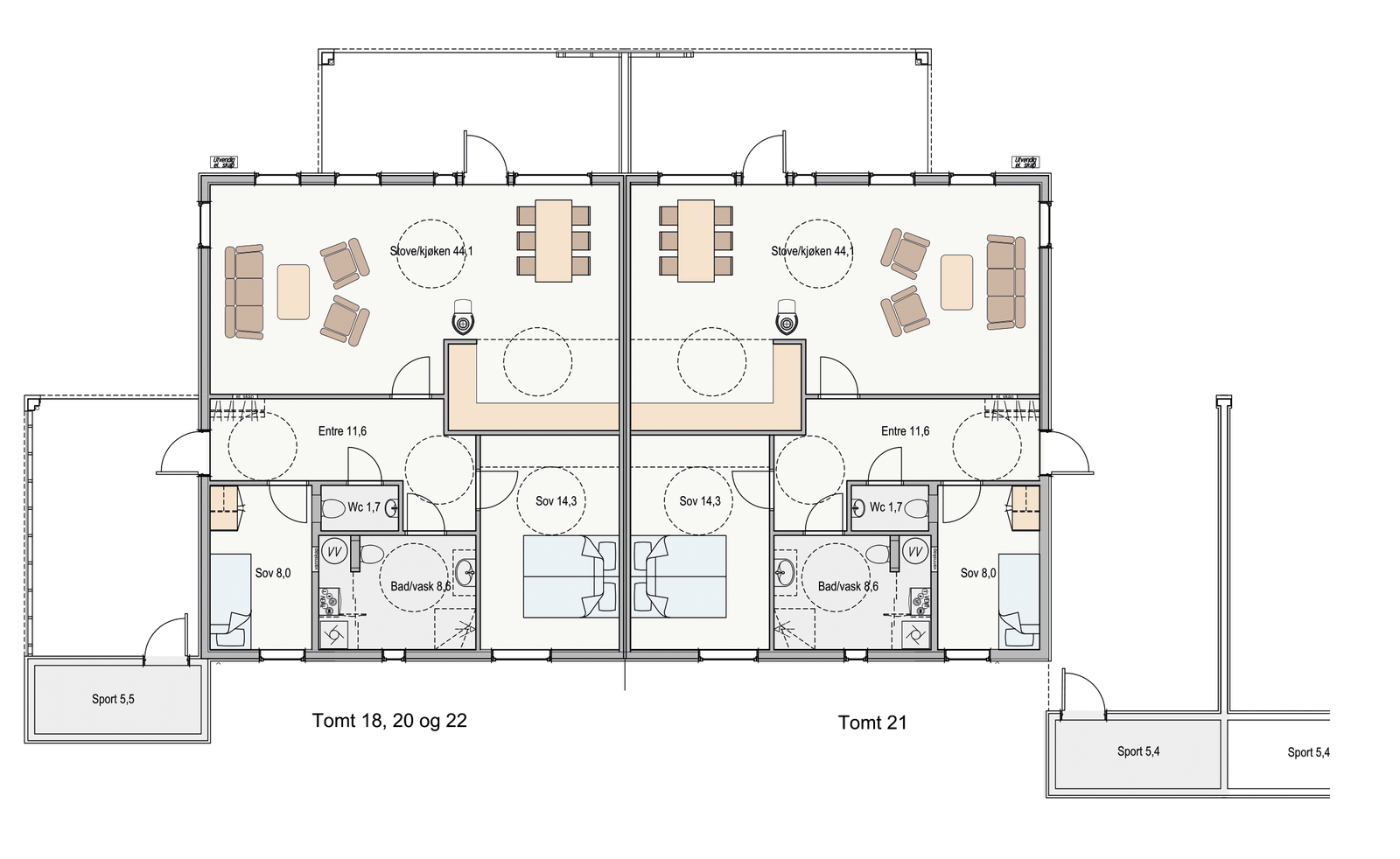 Bustad 18 til venstre i bilete Galleribilde