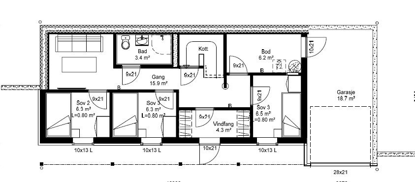 Plantegning 1. etasje Galleribilde