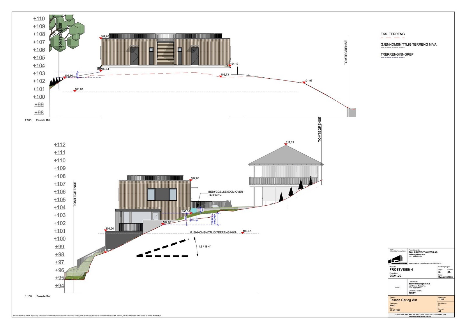 Fasade sør/øst ny tomannsbolig Galleribilde