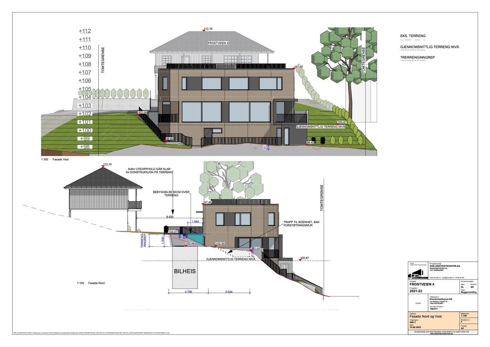 Fasade nord/vest ny tomannsbolig Galleribilde