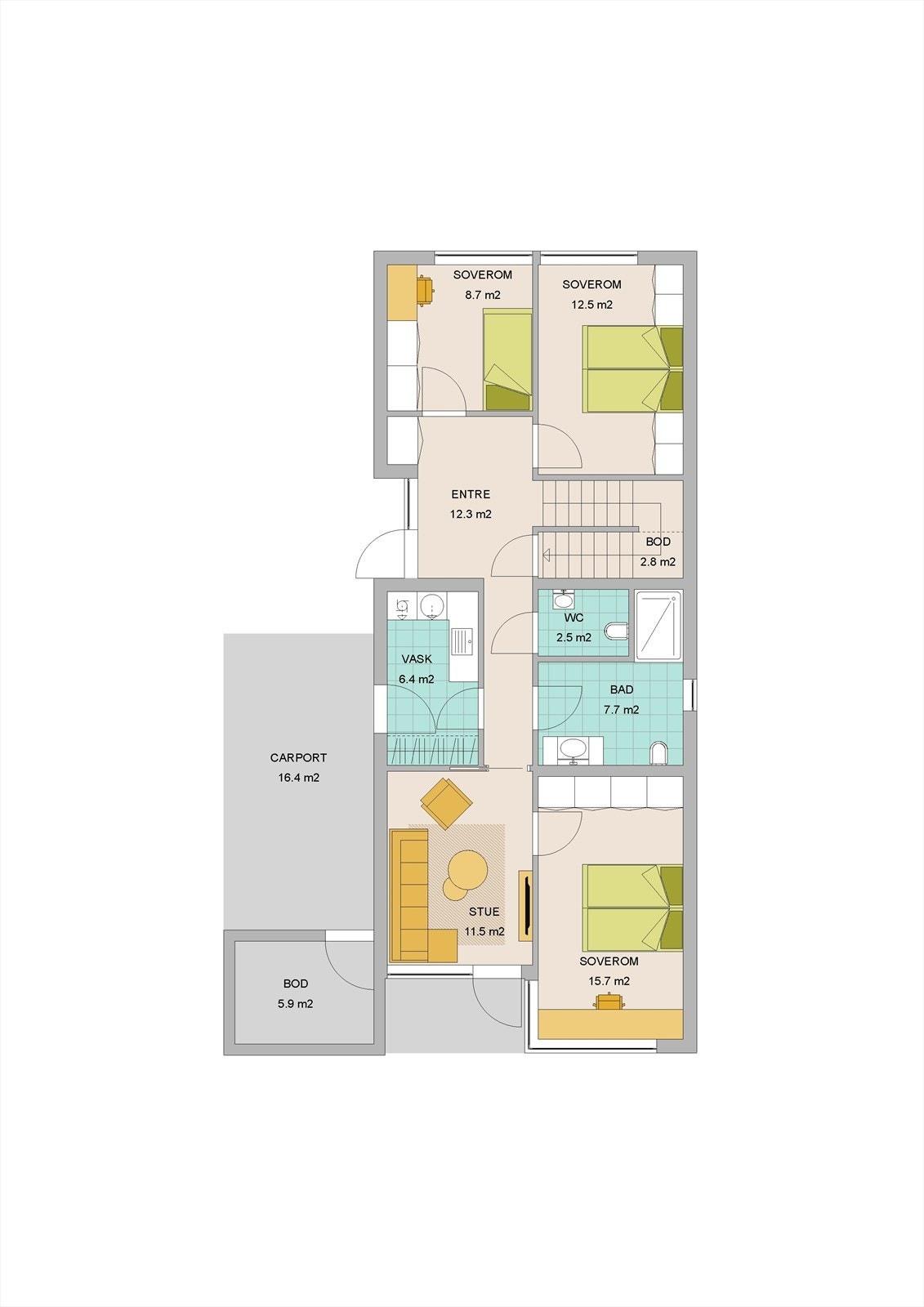 Plantegning 1.etasje Bolig A Galleribilde