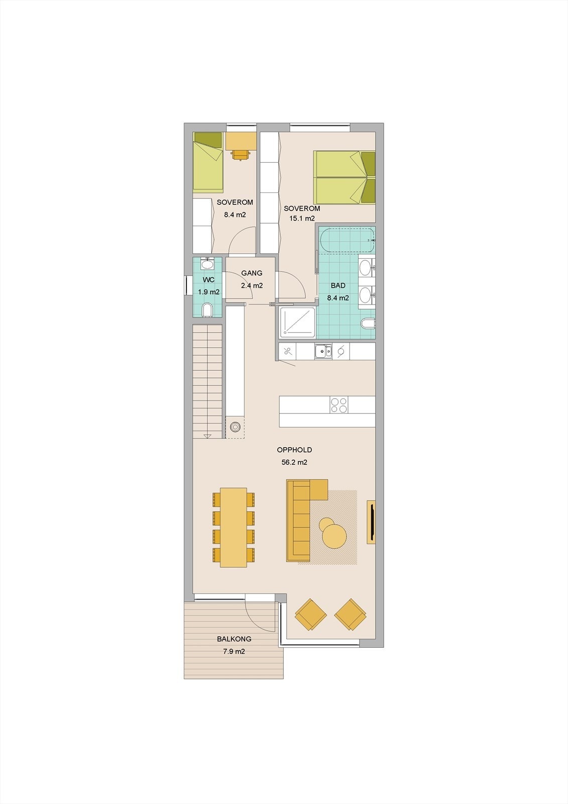Plantegning 2.etasje Bolig B Galleribilde