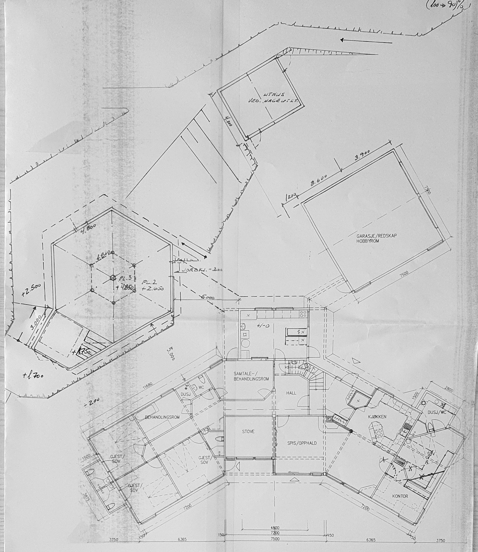 Planskisse bygningsmasse Galleribilde