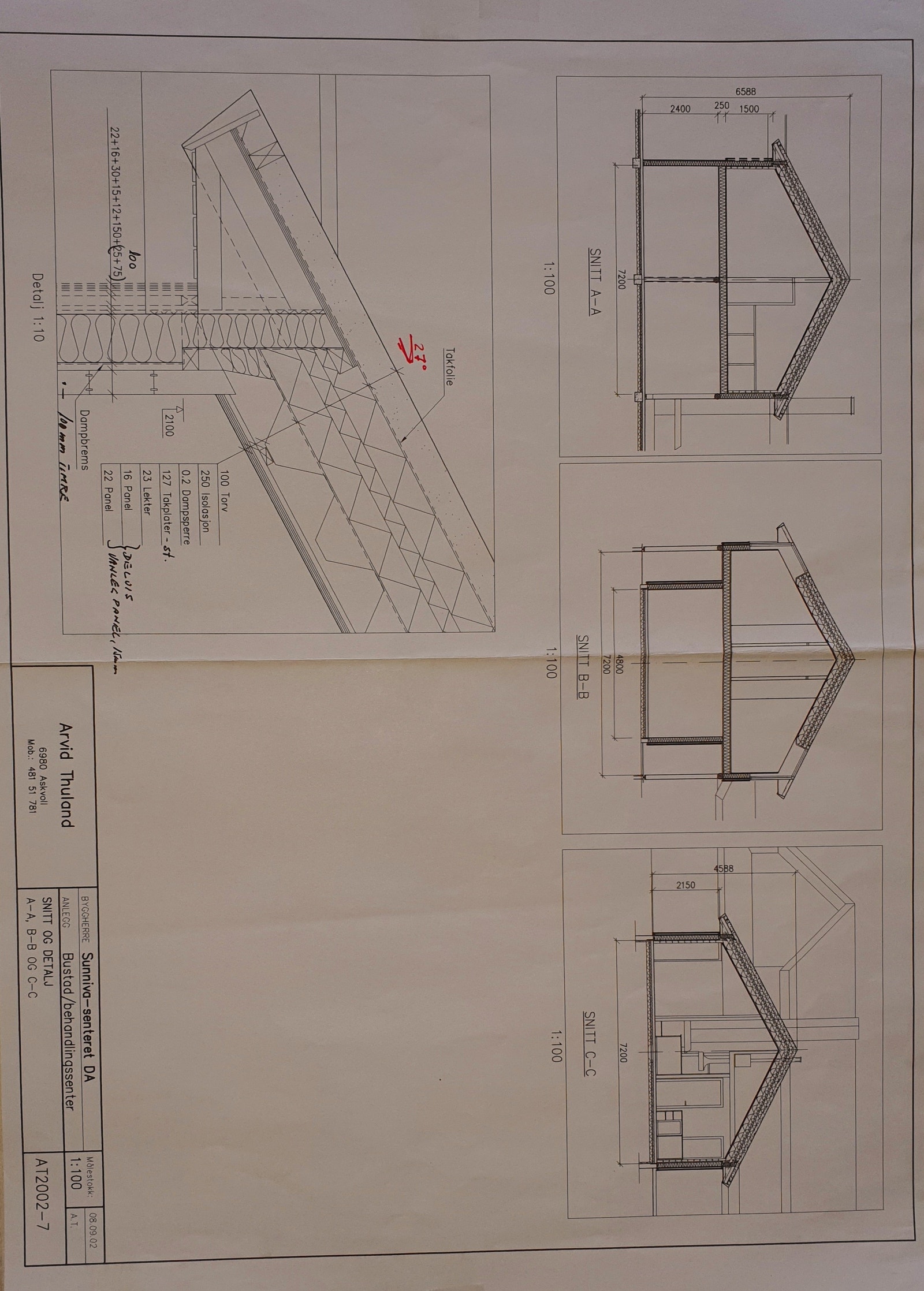 Snitt-tegning hovedbygg Galleribilde
