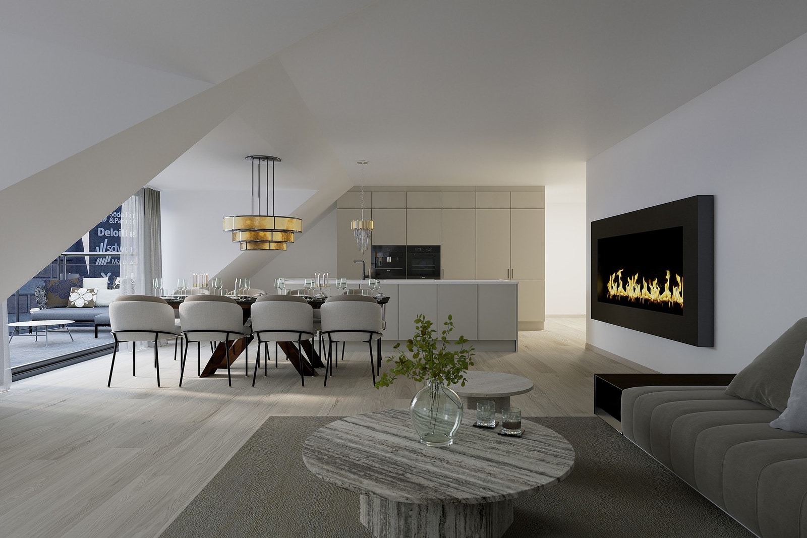 Leiligheter som denne kommer med romslige og sosiale oppholdsrom med åpen stue - og kjøkkenløsning med kjøkkeninnredning levert av annerkjente Røskraft. Illustrasjon, avvik vil forekomme. Galleribilde