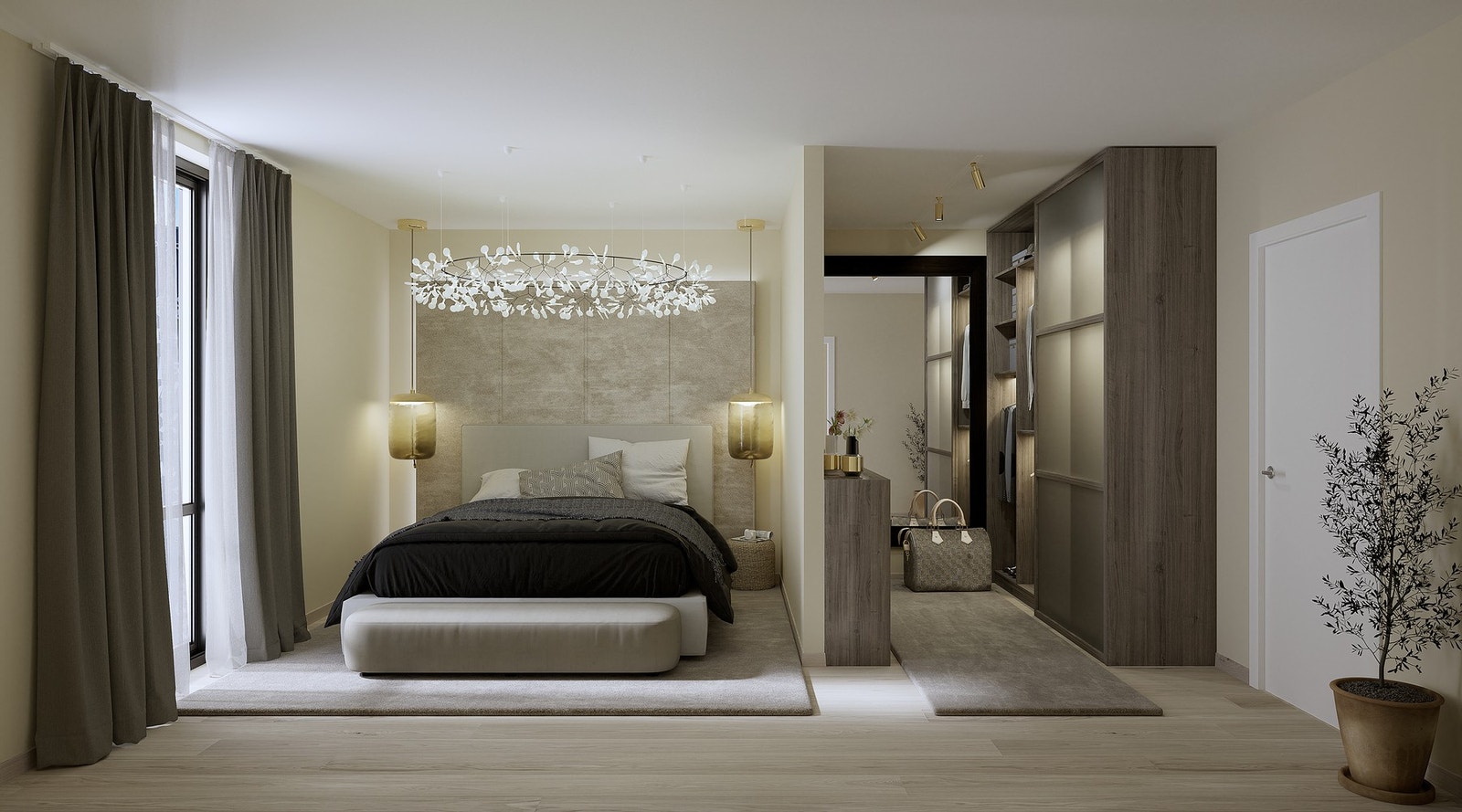 Alle leiligheter vil komme med plassbygd garderobe levert fra Røskraft eller HTH. Illustrasjon, avvik vil forekomme. Galleribilde