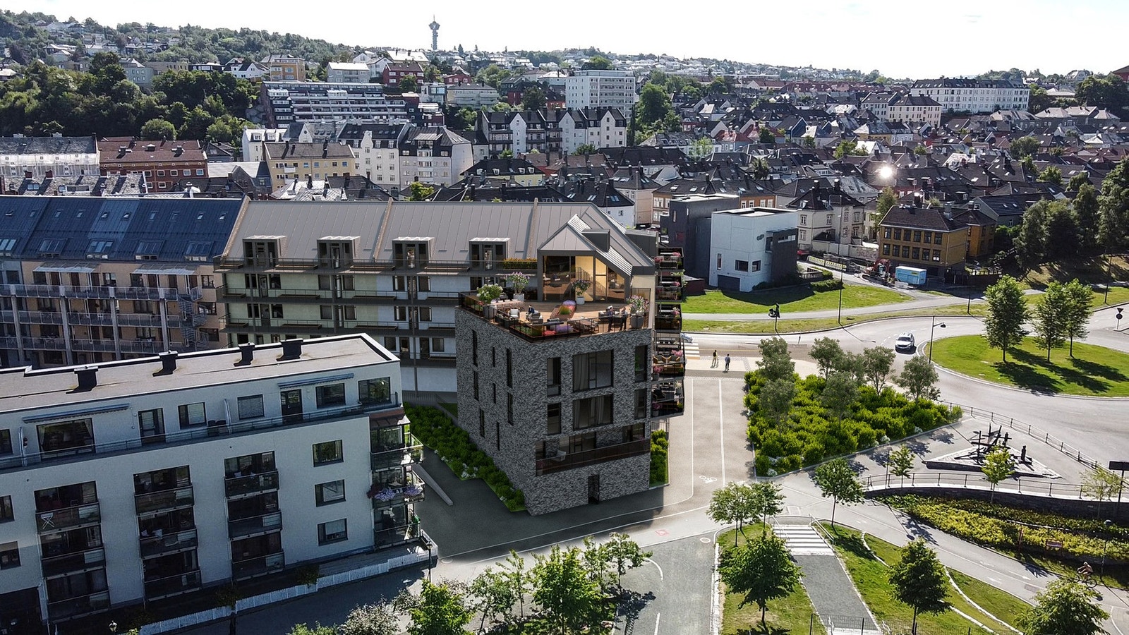 I undergangen til høyre ankommer man Portalen på Solsiden med sine servicefunksjoner som treningssenter, dagligvarebutikk m.m. Illustrasjon, avvik vil forekomme. Galleribilde