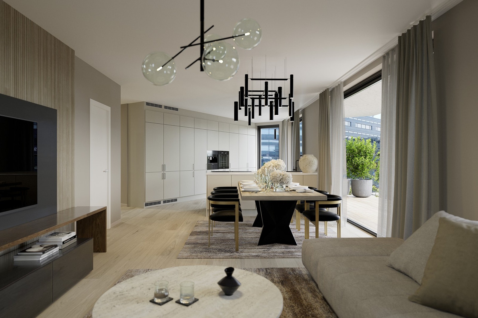 Leiligheten på 150 kvm vil bli en delikat 4-roms leilighet med gode kvaliteter som to bad, separat vaskerom og hall med stor, plassbygd garderobe. Illustrasjon, avvik vil forekomme. Galleribilde