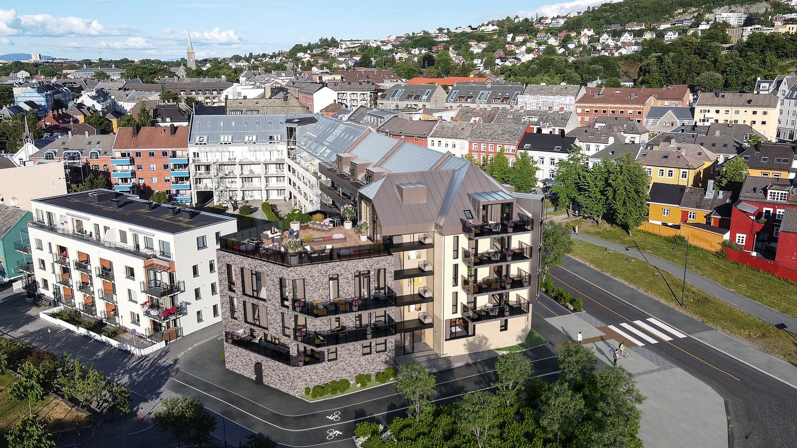 Vestvendte fasader. Illustrasjon, avvik vil forekomme. Galleribilde