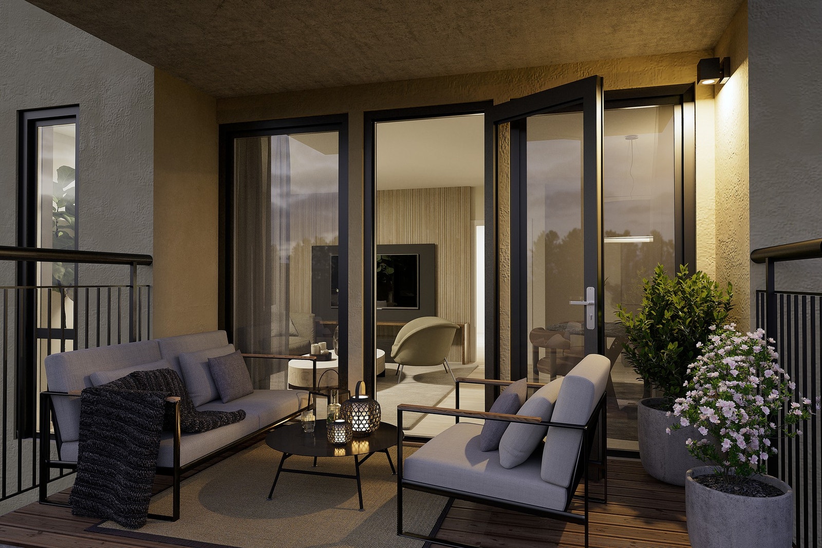 Leilighetene på 75 - 85 kvm. har herlige sørvendte balkonger på 7 kvm. Illustrasjon, avvik vil forekomme. Galleribilde