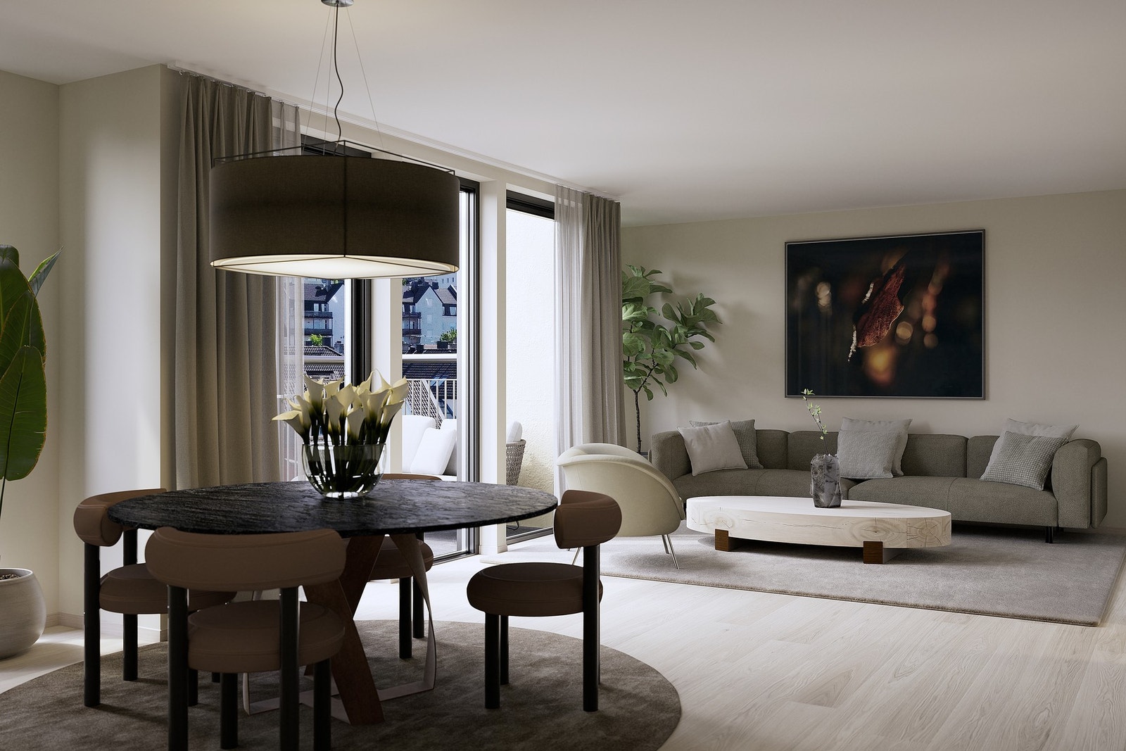 Gjengangeren i prosjektet er de svært gode og optimale planløsningene for et sosialt oppholdsrom, soverom av god størrelse og ekstra luksus som separat vaskerom, romslig entré m.m. Illustrasjon, avvik vil forekomme. Galleribilde