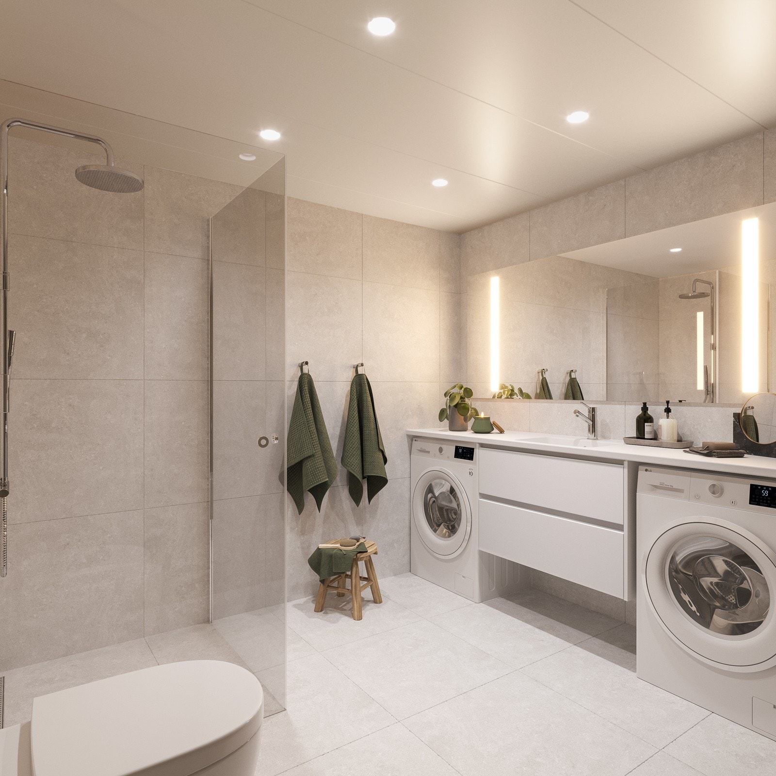 Standard baderom med 60X60 fliser. Galleribilde