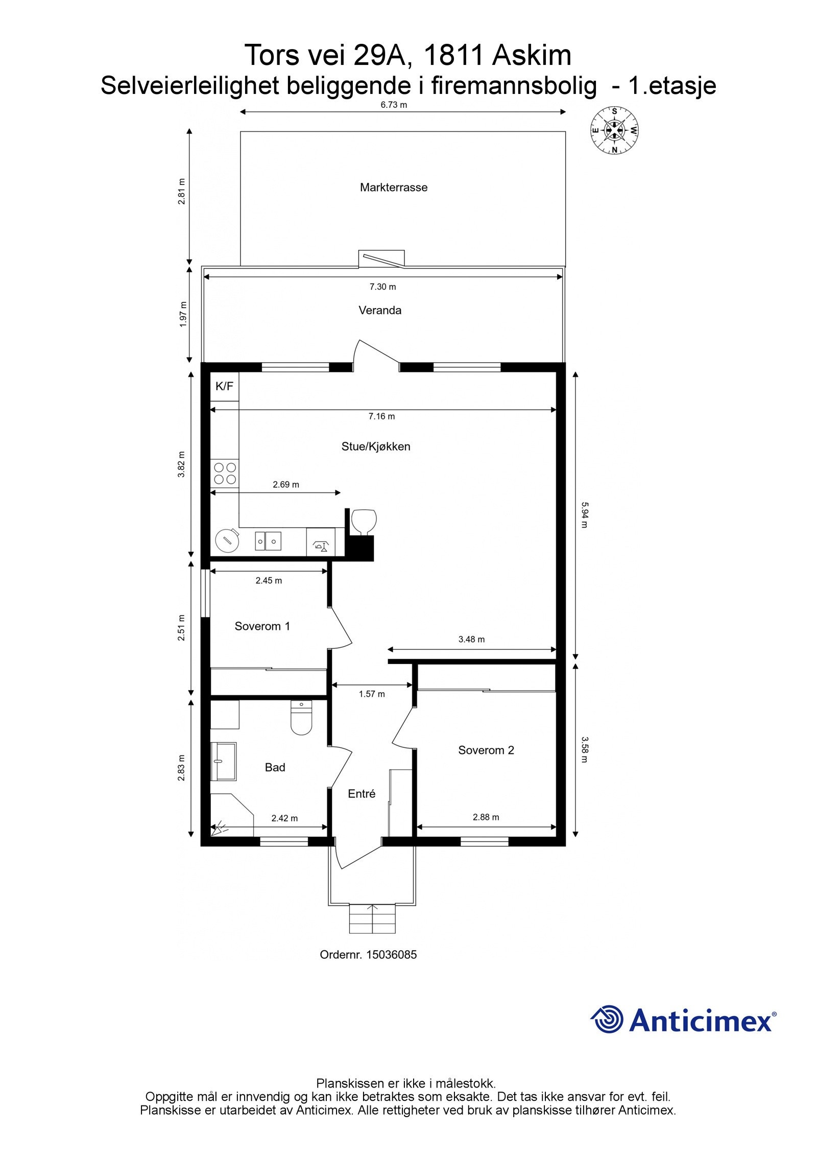 Målsatt plantegning Galleribilde