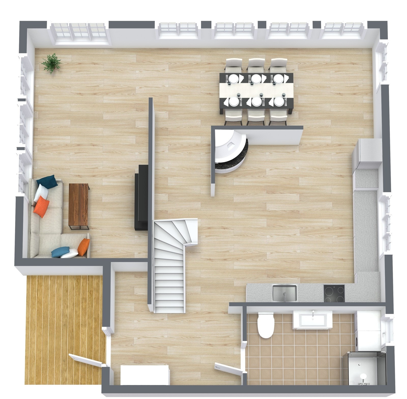 3D Plantegning - 1.etasje. Galleribilde