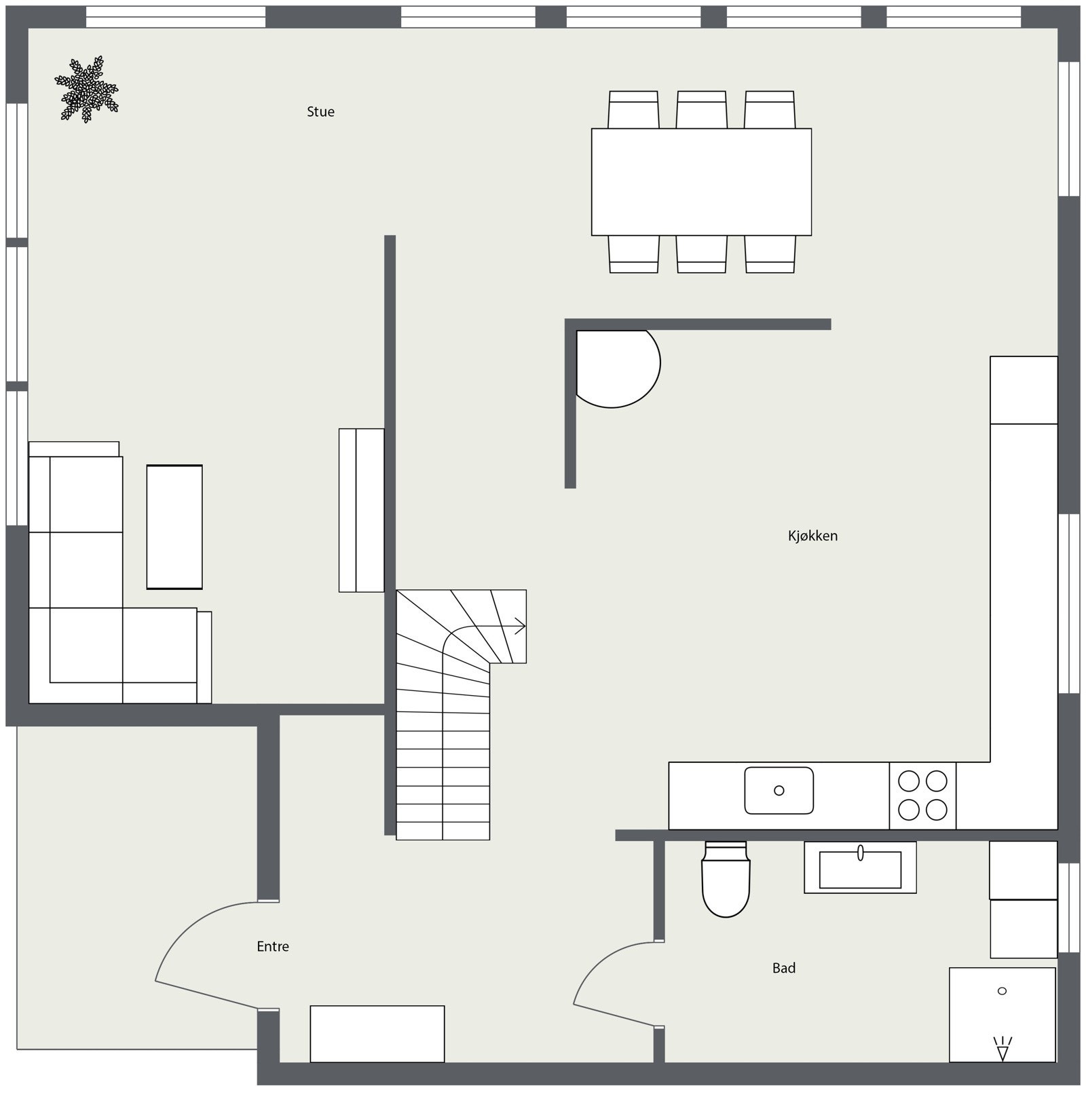 2D Plantegning - 1.etasje. Galleribilde