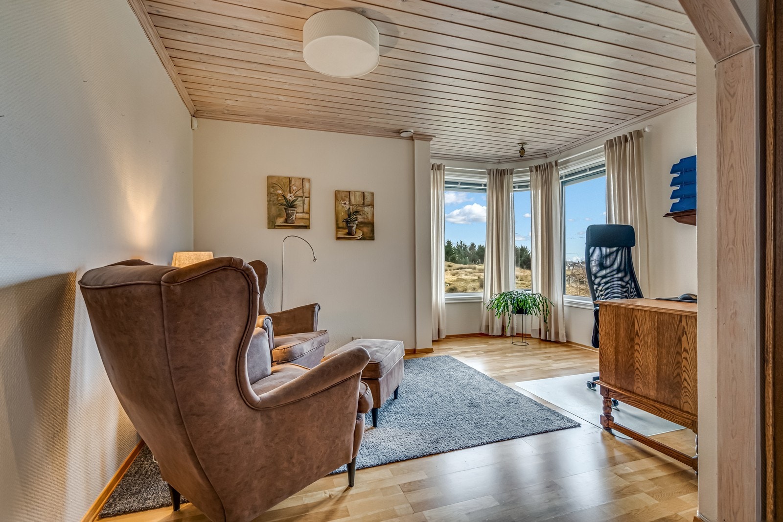 Bibliotek/kontor/lesestue med hjærnevindu Galleribilde