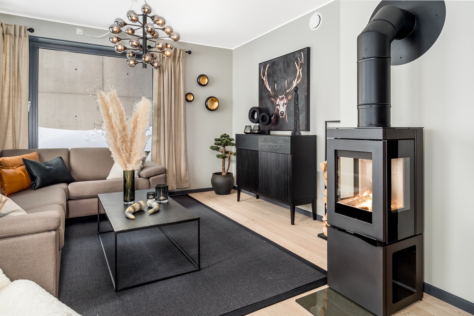 Stue med peis Galleribilde