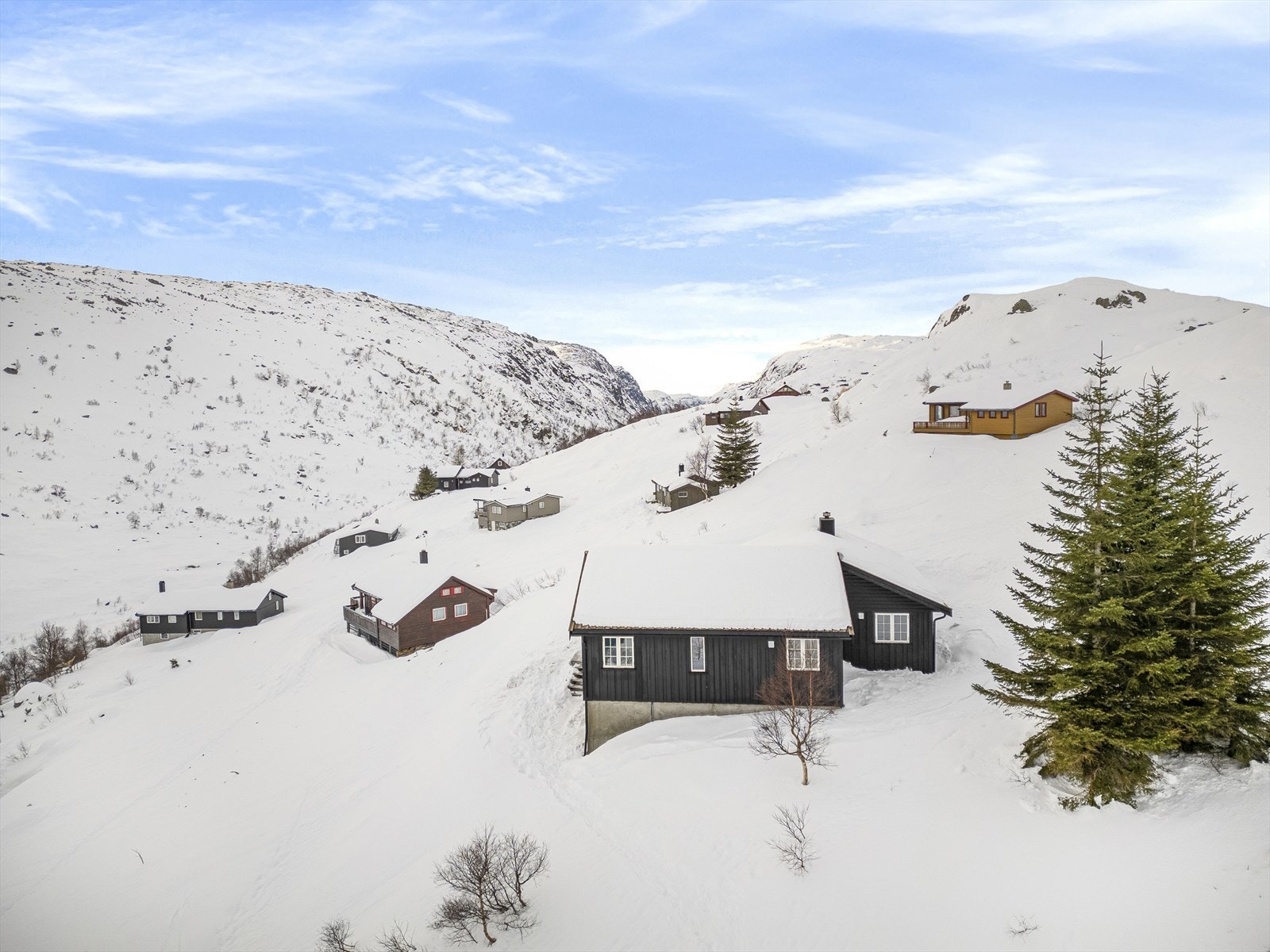 Etablert og barnevennlig hytteområde. Fine akebakker og et godt utgangspunkt for tur Galleribilde
