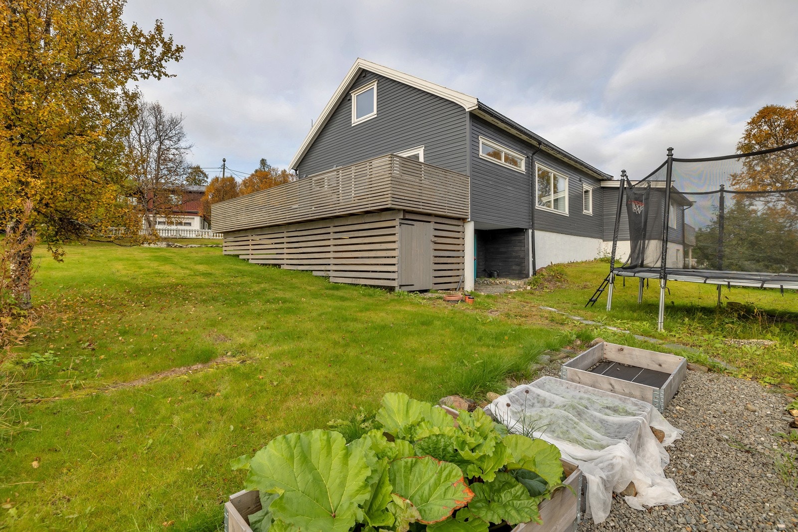 Tomten er på over 1 mål som gir rikelig med boltreplass og et mekka for de som har grønne fingre Galleribilde