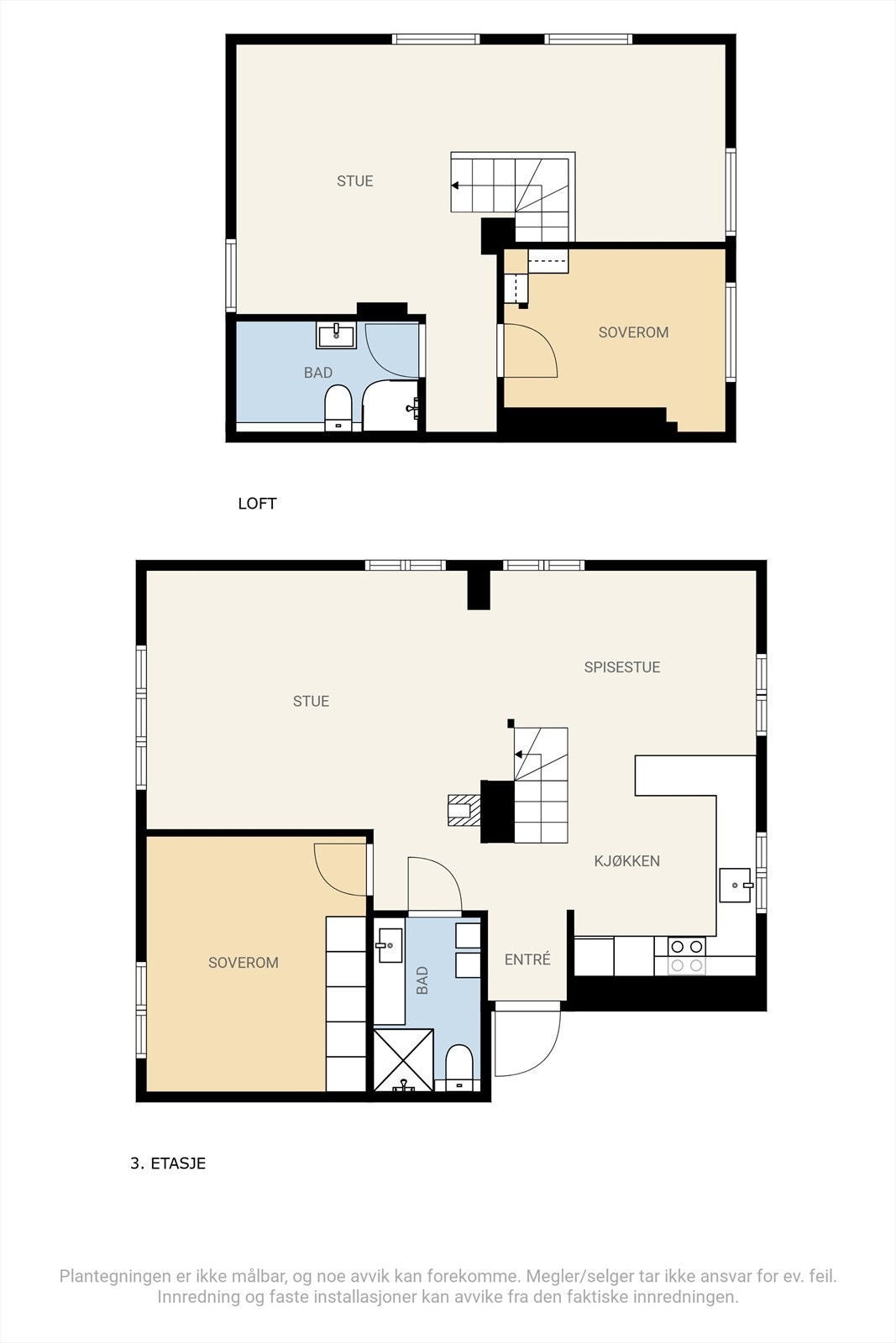 Plantegning begge etasjer. Galleribilde