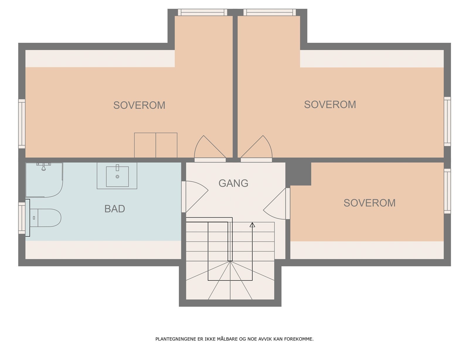 Loftsetasjen ble innredet i 2016/17 med 3 soverom og bad/ wc. Galleribilde