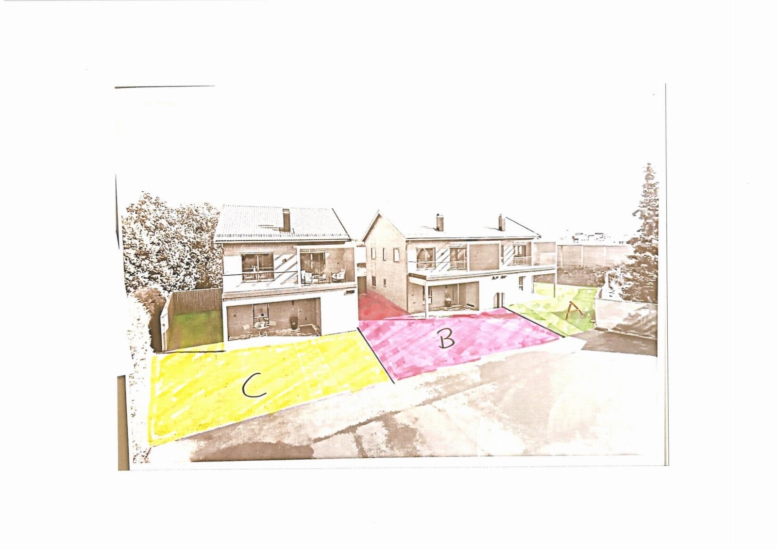 Illustrasjon på hvordan uteområdene kan være oppdelt. Galleribilde