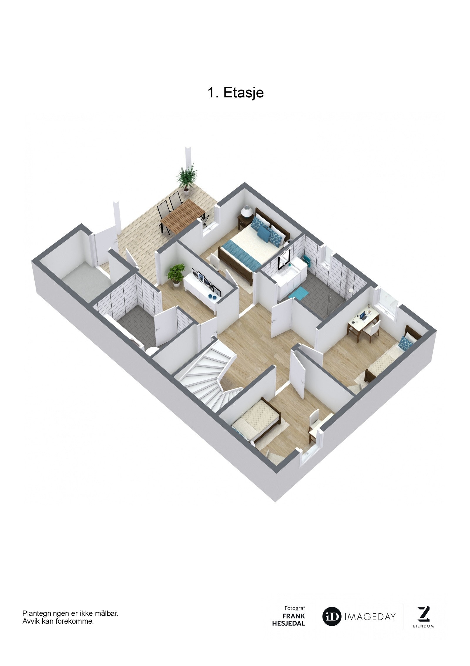 3D plantegning 1. etasje. Galleribilde