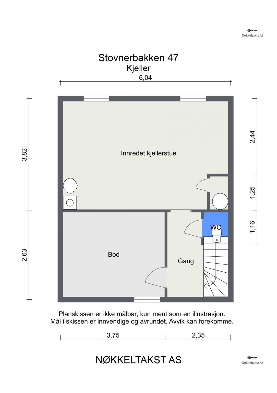 Plantegning med mål. Galleribilde