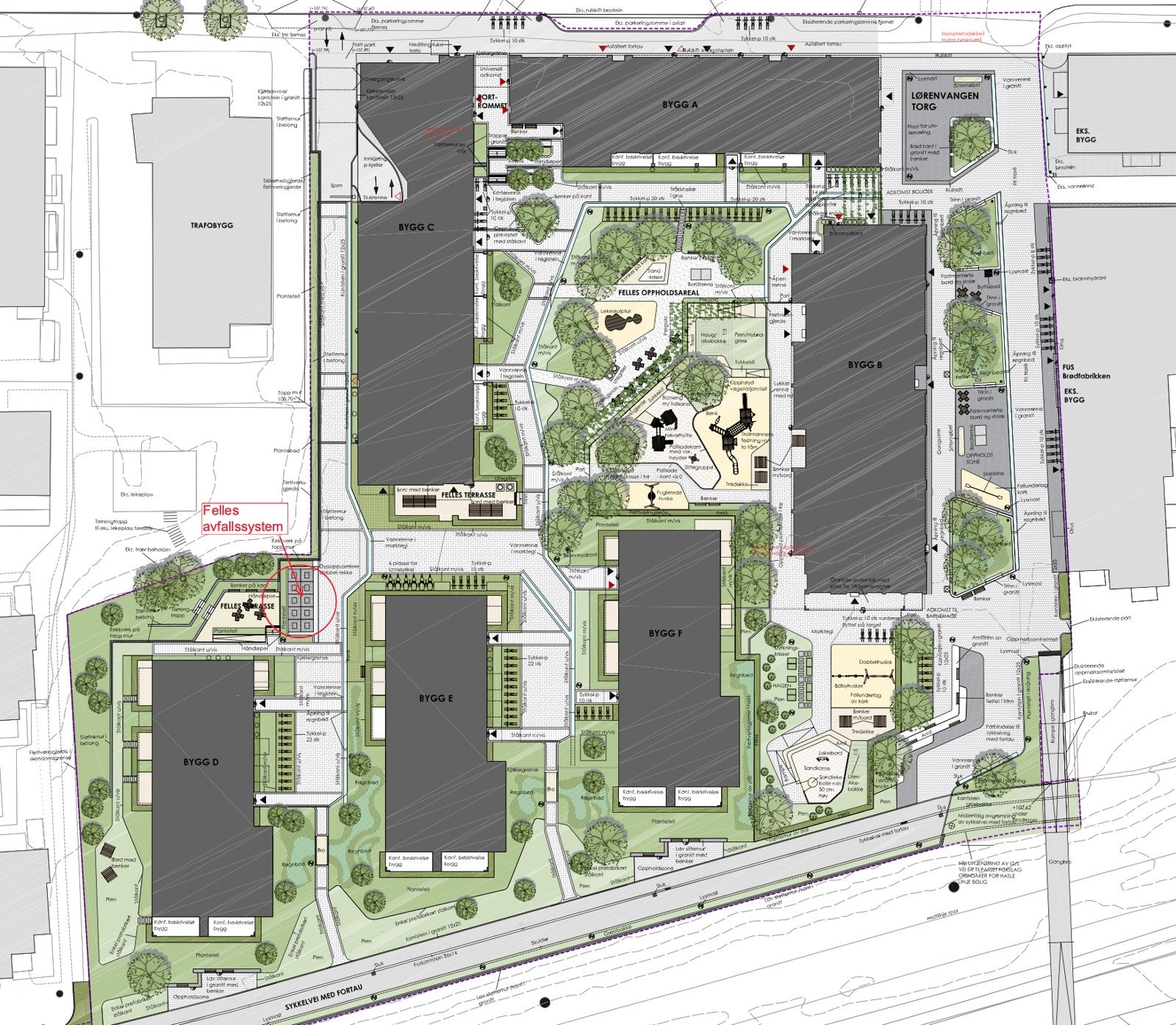 Plante- og materialplan Gregers kvartal. Galleribilde