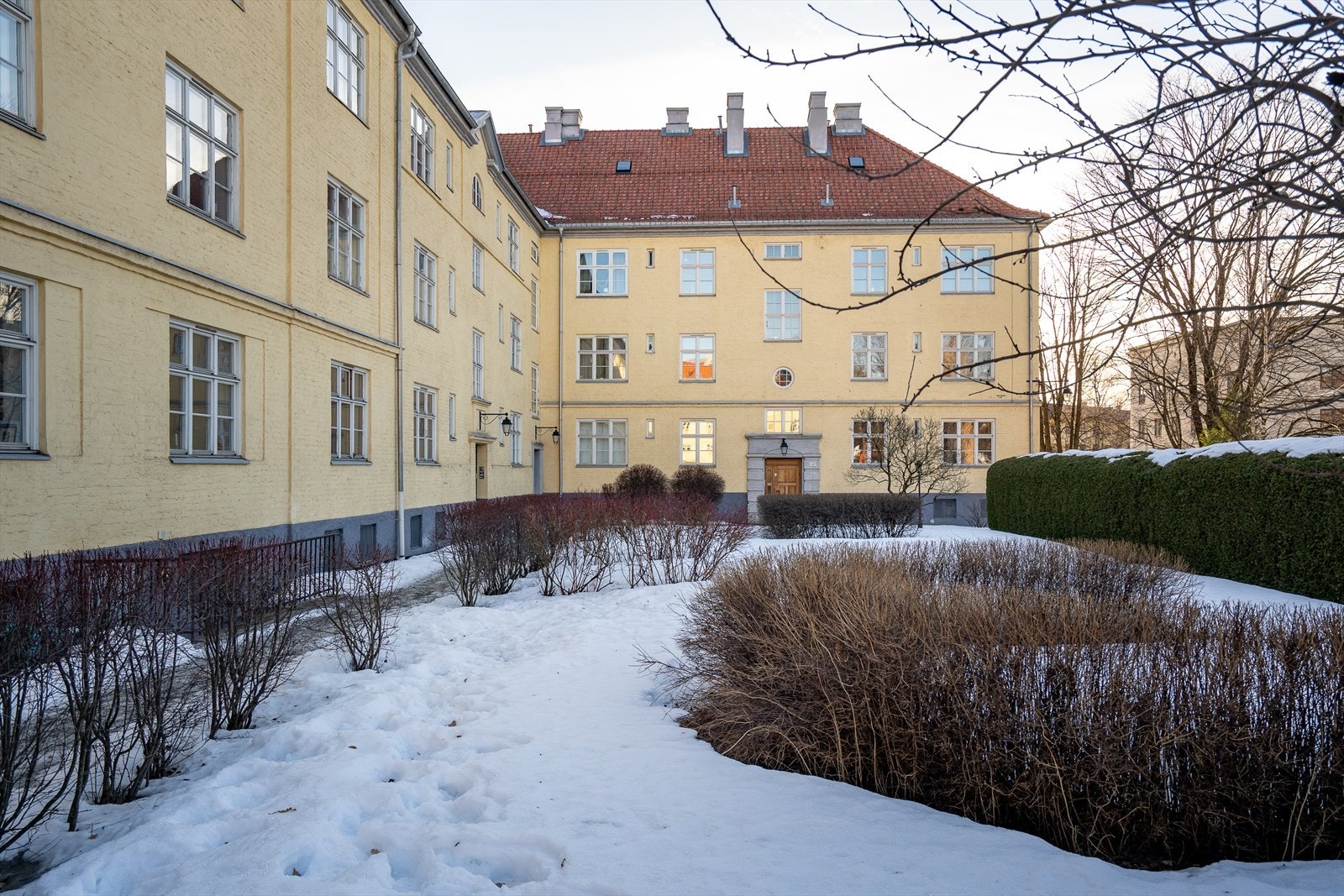 Felles bakgård med beplanting Galleribilde