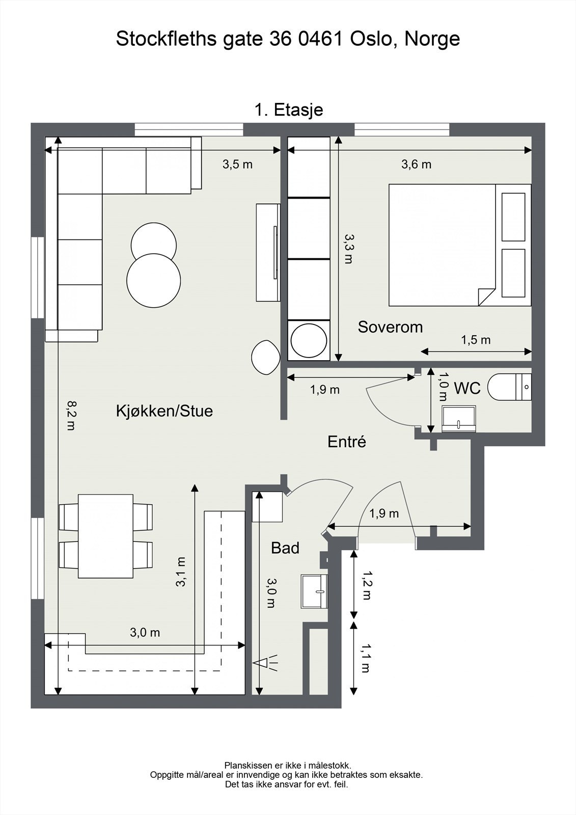 Plantegning Stockfleths gate 36 Galleribilde