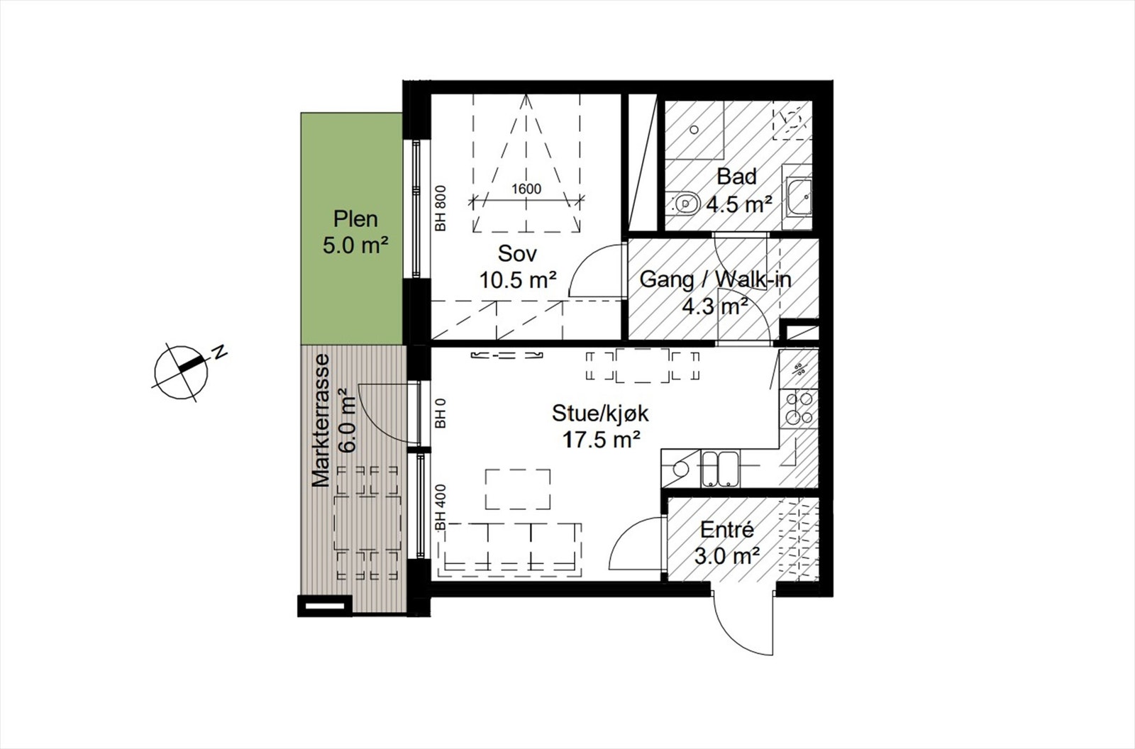 Plantegning fra utbygger. Galleribilde