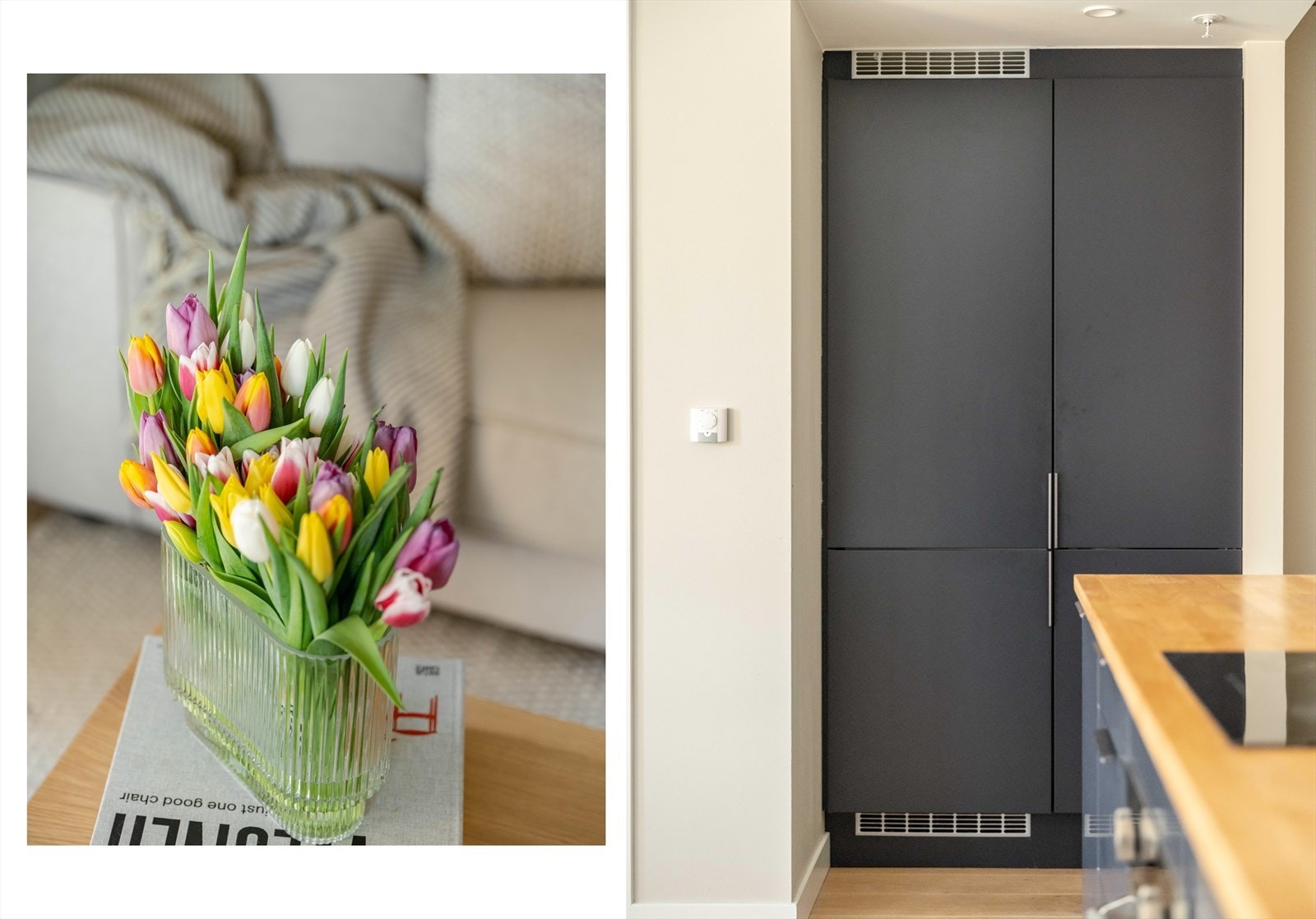 Kjøkkenet er praktisk satt opp, slik at høyskapene har egen sone. Galleribilde